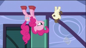 Pinkie Pie and Pound Cake upside down on the ceiling in a Trainspotting reference in My Little Pony Friendship is Magic episode Baby Cakes Pinkie Pie and Pound Cake upside down on the ceiling in a Trainspotting reference in My Little Pony Friendship is Magic episode Baby Cakes