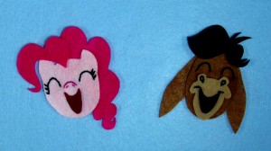 My Little Pony: Friendship is Magic - Felt Pinkie Pie and Cranky Doodle Donkey smiling My Little Pony: Friendship is Magic - Felt Pinkie Pie and Cranky Doodle Donkey smiling