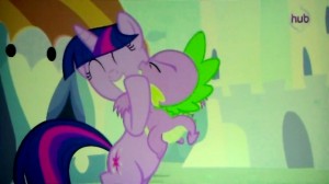 Twilight Sparkle hugging Spike Twilight Sparkle hugging Spike